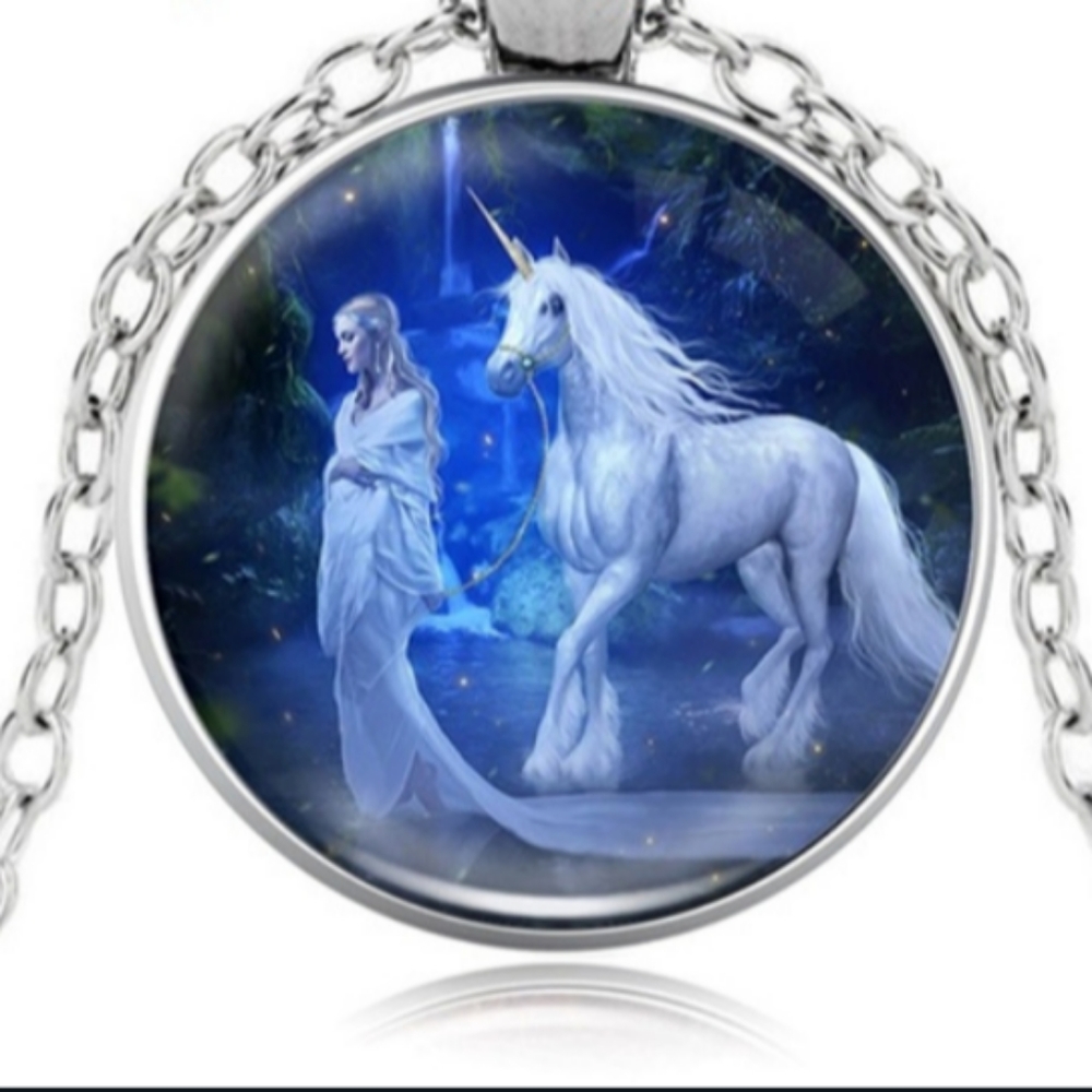 Unicorn Elven Art Pendant Necklace Jewelry Fantasy Mythical Casual Cosplay